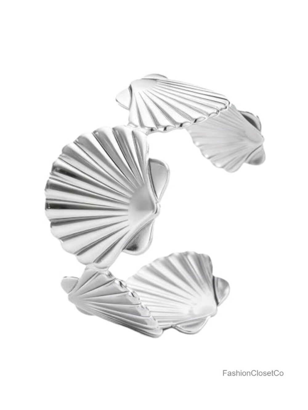 Chunky Shell Cuff Bracelet Adjustable Ocean Bangle Gift for Women Stainless